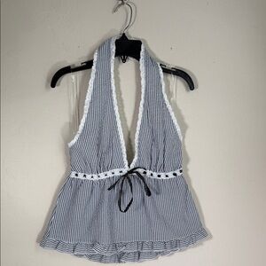 PacSun Navy and White Striped Halter Tank